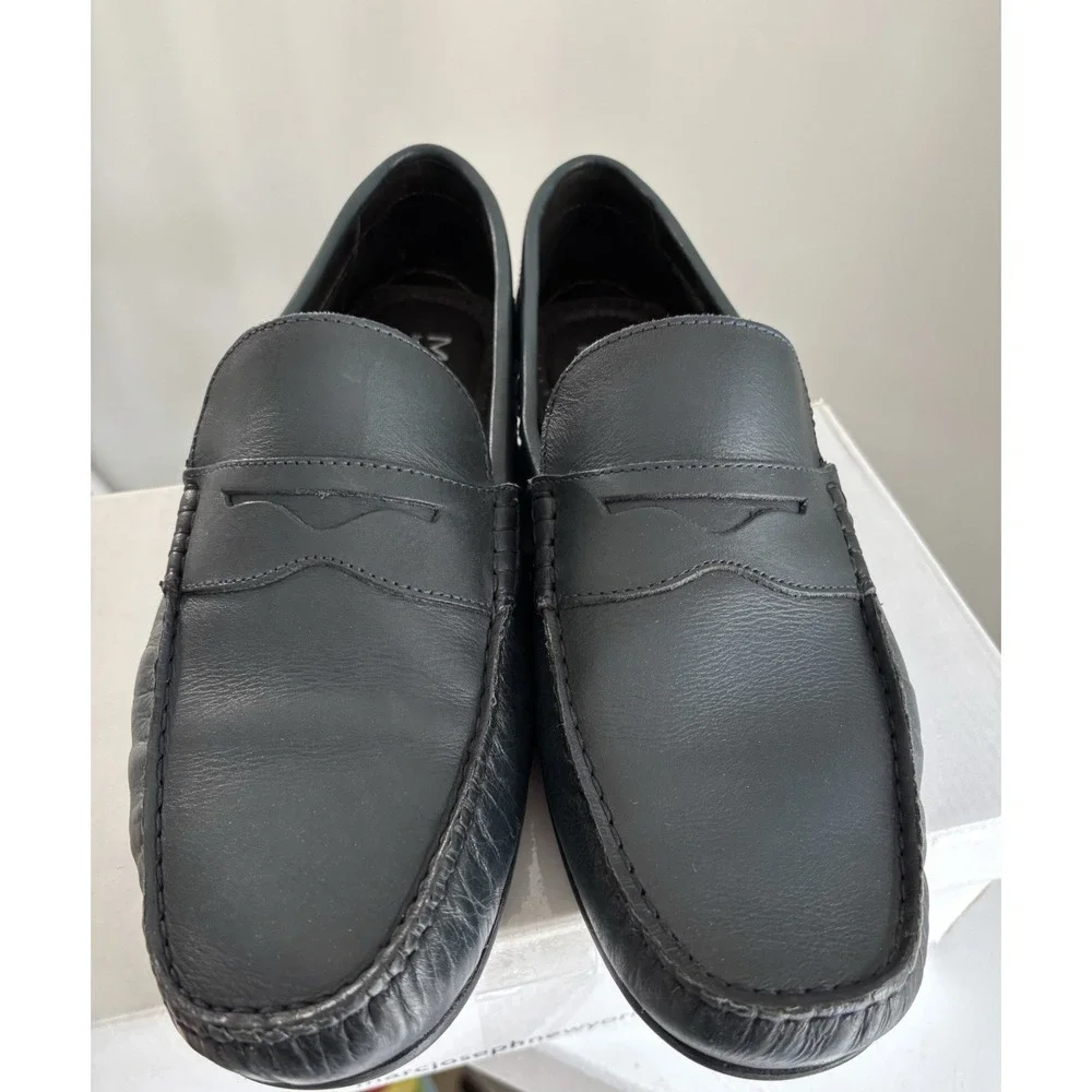 Marc Joseph New York Nebraska Loafers Men's 11 Navy Nappa Leather Driving Shoes